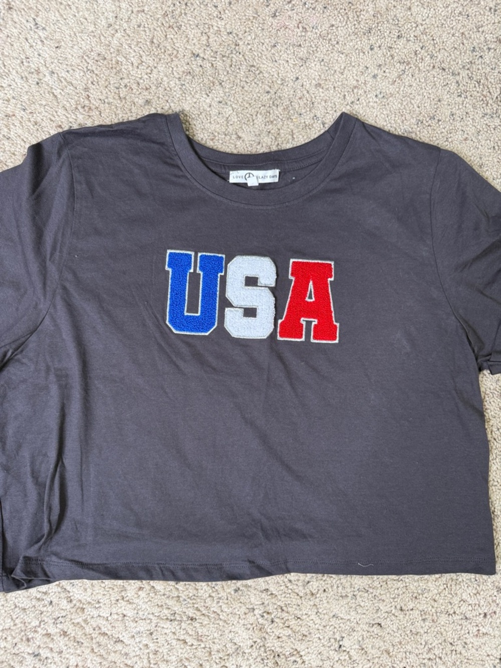 Love & Lazy Days USA Graphic Short Sleeve Tee - Charcoal L